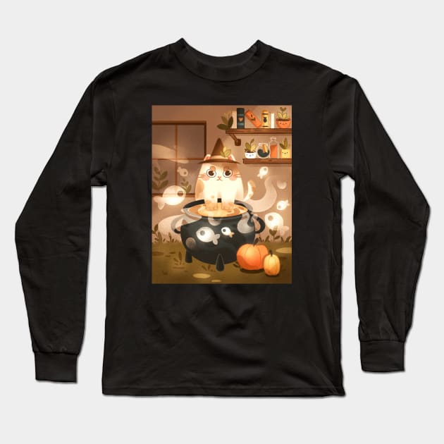 Witch Cat Long Sleeve T-Shirt by nic_ochoa